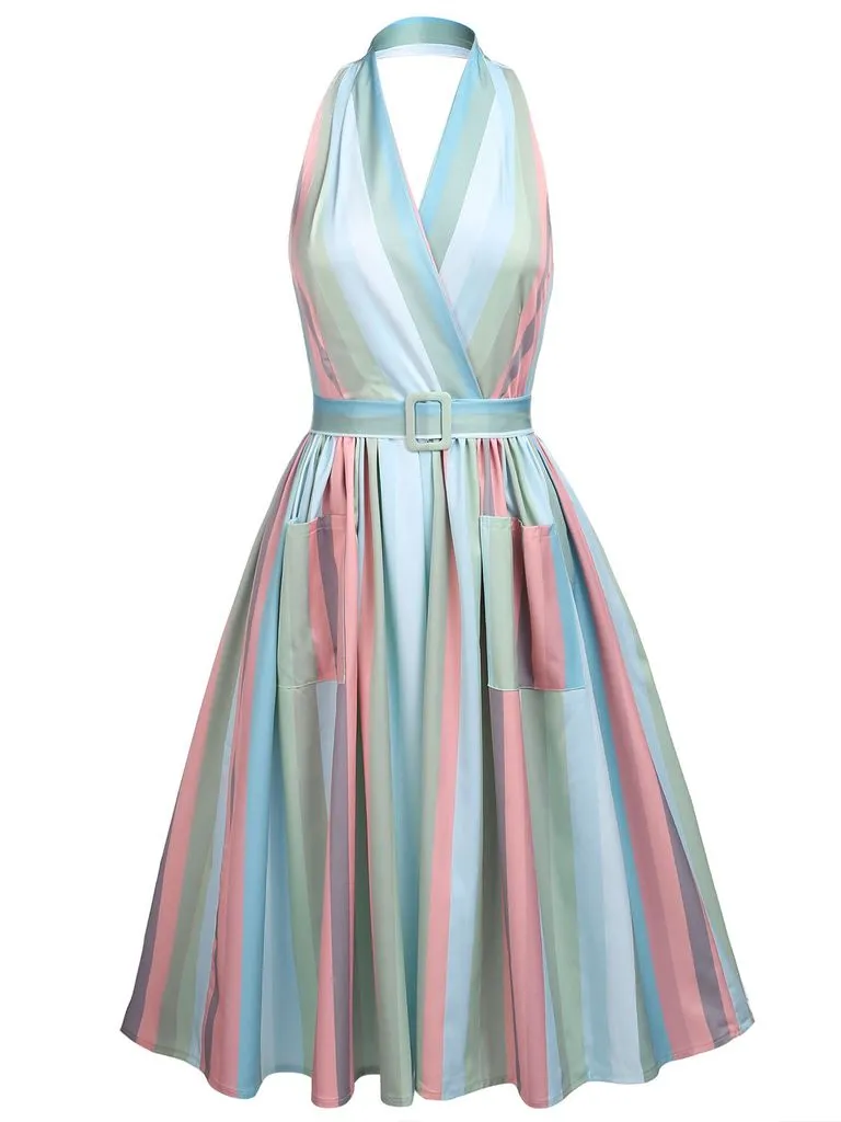 The Marvelous Mrs.Maisel Costume Dress Stripe Vintage Dress Set WIth Pockets