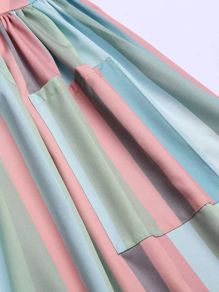 The Marvelous Mrs.Maisel Costume Dress Stripe Vintage Dress Set WIth Pockets