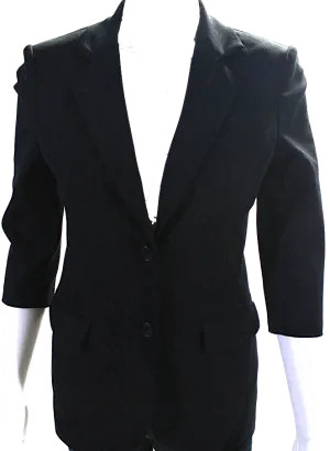 The Row NY. Black 3/4 Sleeve Collared Button Down 2 Pocket Lined  Blazer S
