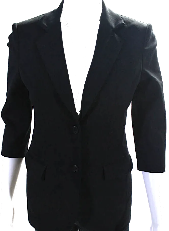 The Row NY. Black 3/4 Sleeve Collared Button Down 2 Pocket Lined  Blazer S