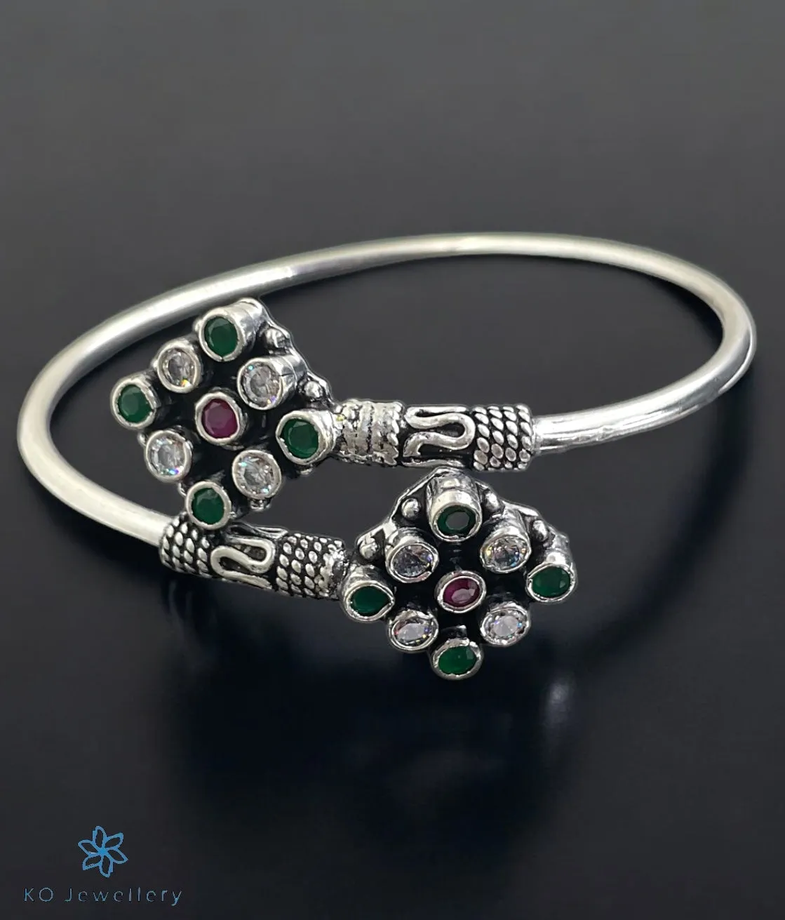 The Saira Silver Openable Gemstone Bracelet