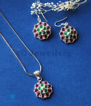 The Samad Silver Gemstone Pendant Set (Multicolour)