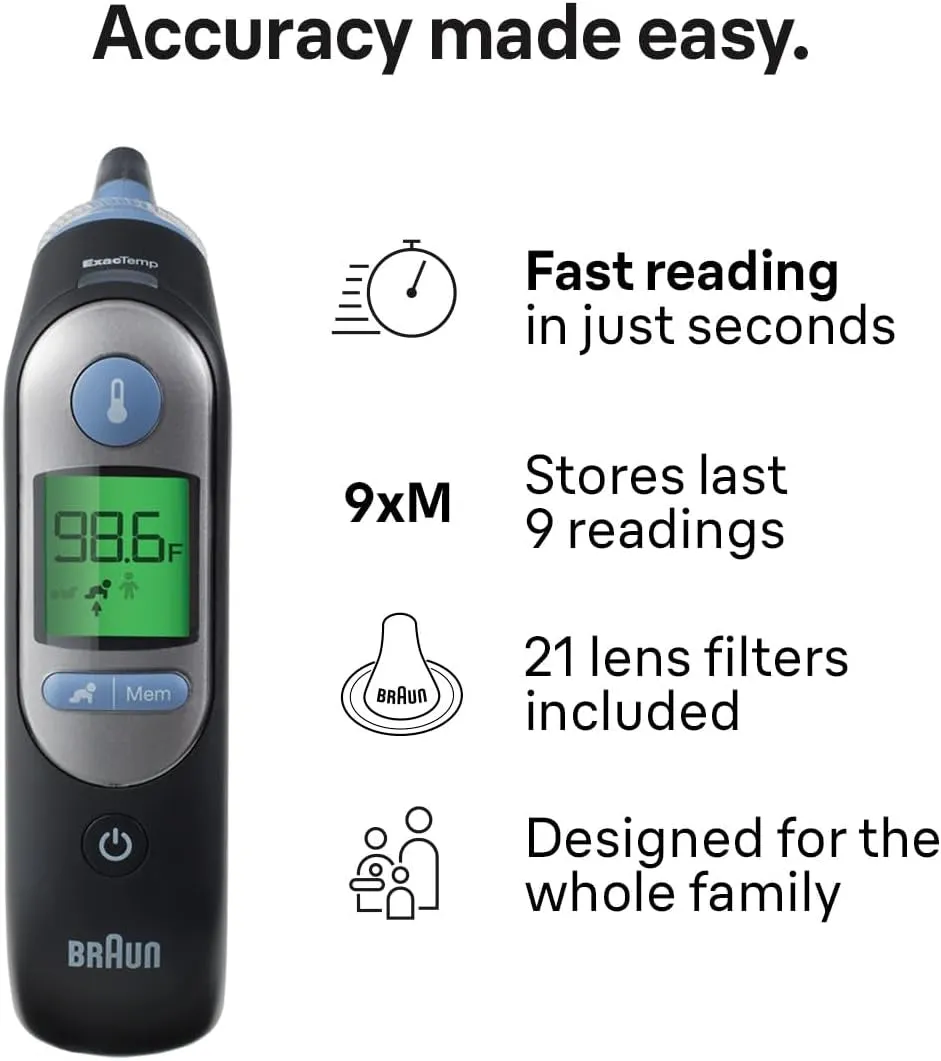 Thermoscan 7 Digital Ear Thermometer, Age-Adjusted Fever Guidance, Baby and Infant Friendly, No. 1 Brand Recommended by Pediatricians, FSA and HSA Eligible