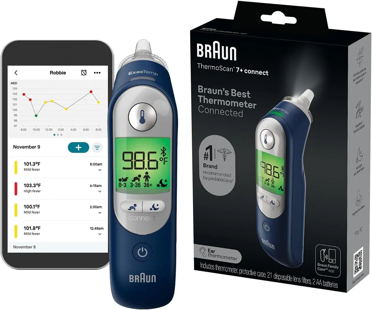 Thermoscan 7 Digital Ear Thermometer, Age-Adjusted Fever Guidance, Baby and Infant Friendly, No. 1 Brand Recommended by Pediatricians, FSA and HSA Eligible