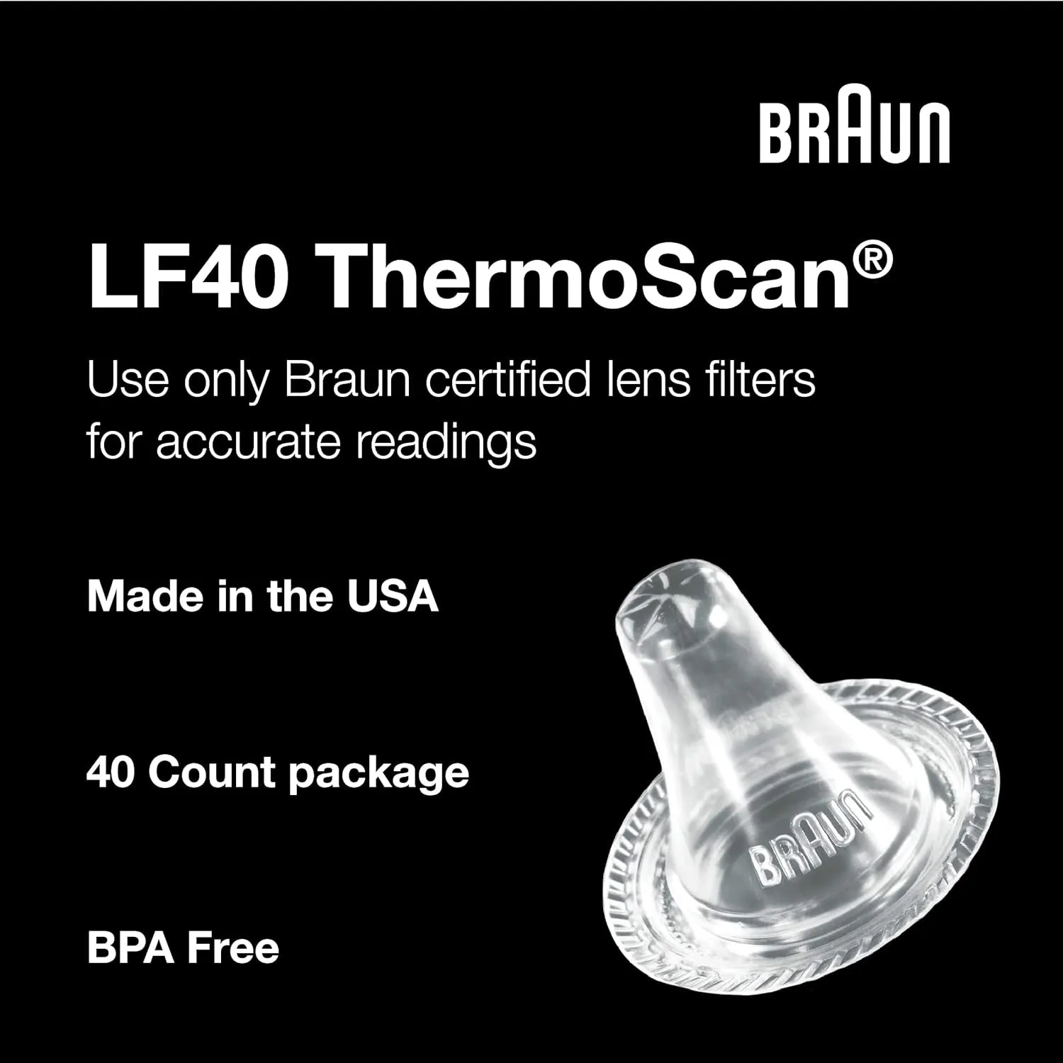 Thermoscan Lens Filters for Ear Thermometer, Disposable Covers, Clear, 40 Count, FSA and HSA Eligible