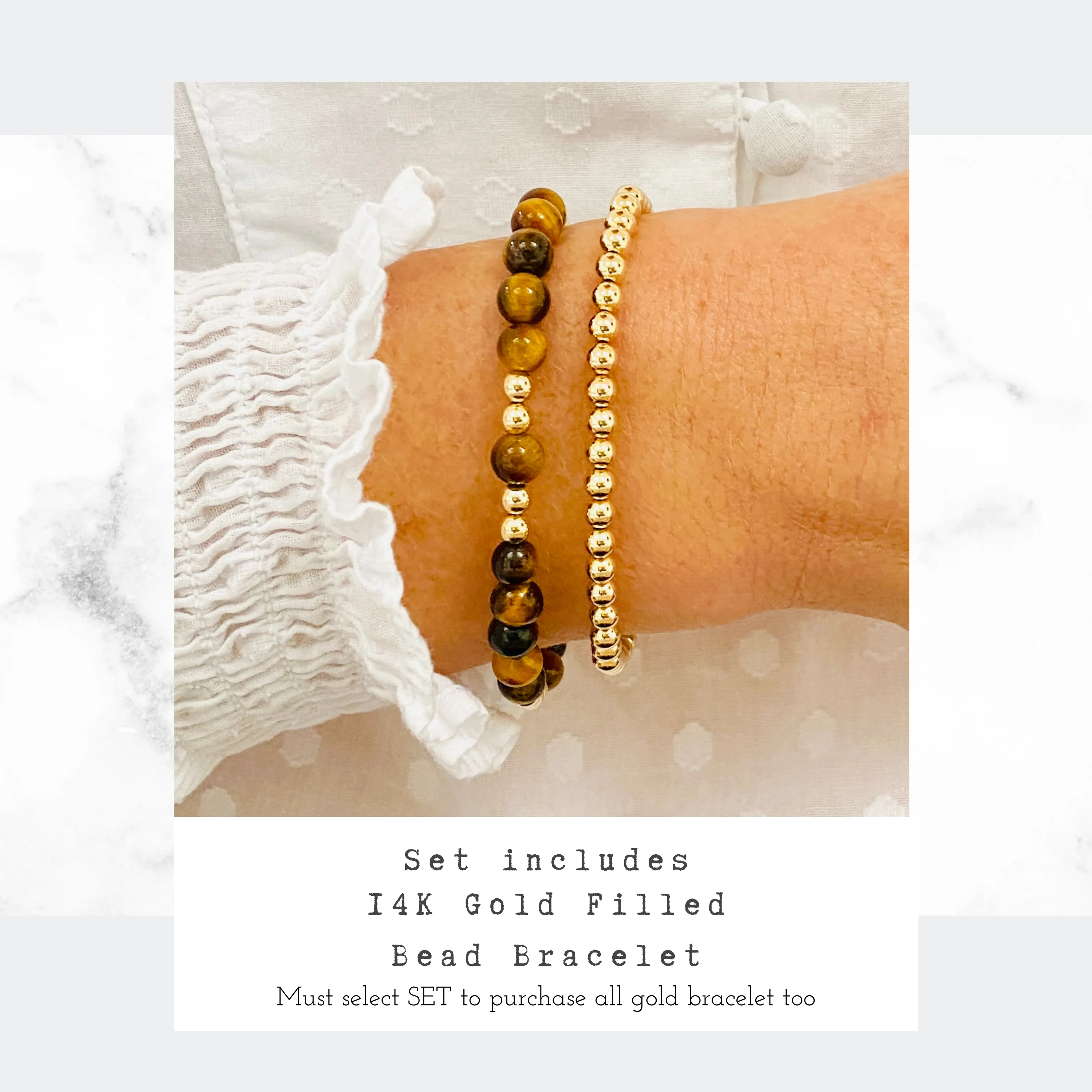 Tiger Eye Bracelet with Gold Accent | Solo or Stack Set