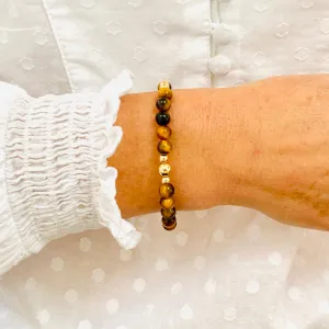 Tiger Eye Bracelet with Gold Accent | Solo or Stack Set