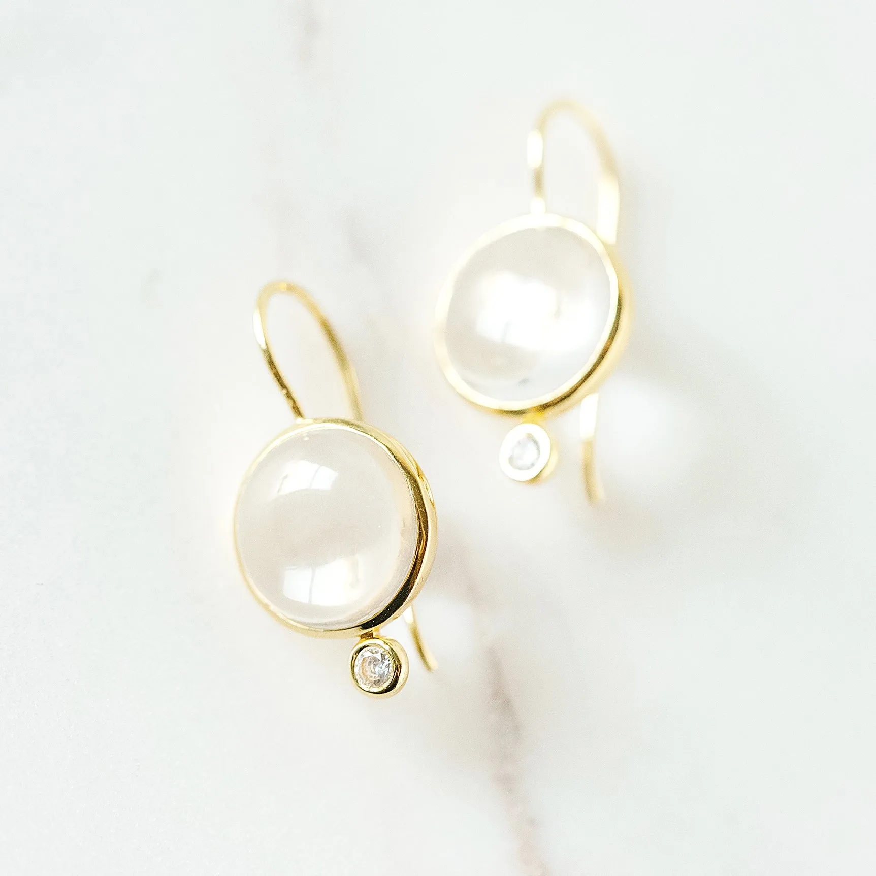 Tini Mini Drop Earrings in Clear Quartz