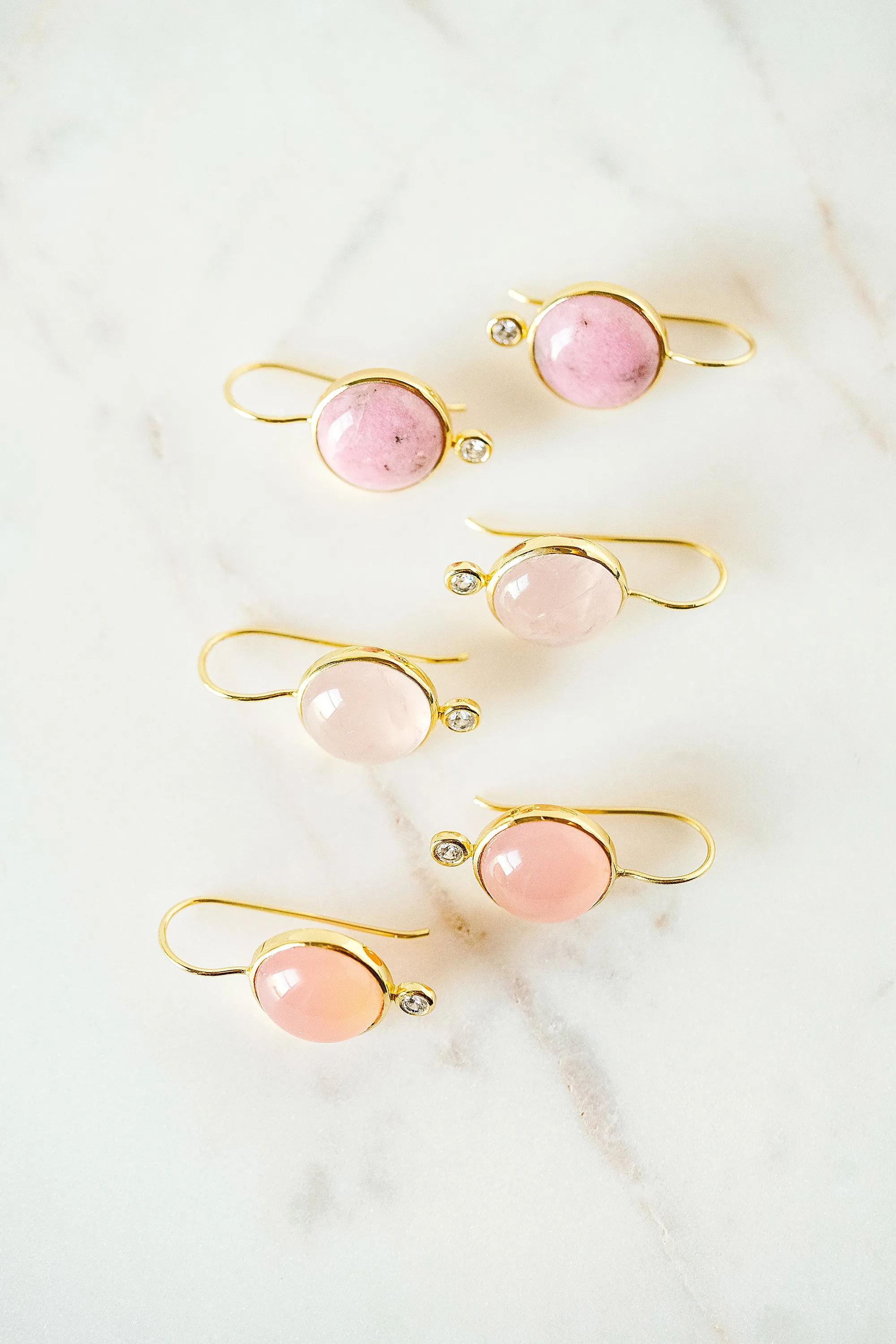 Tini Mini Drop Earrings in Rose Quartz
