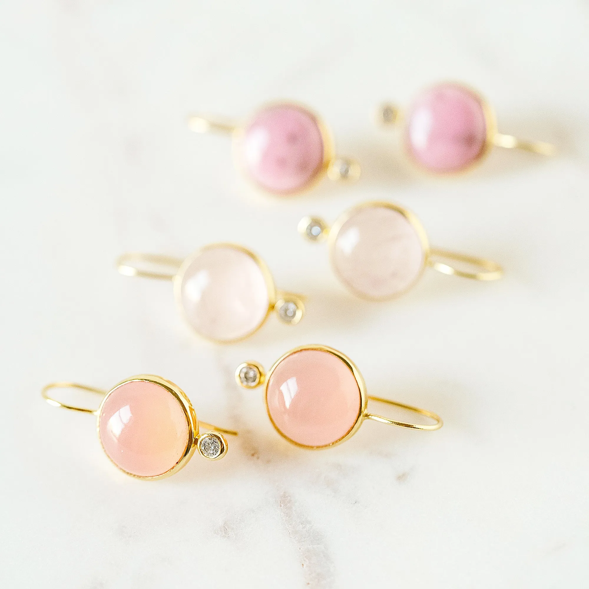 Tini Mini Drop Earrings in Rose Quartz