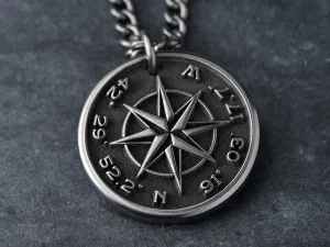TITANIUM Custom Compass Necklace