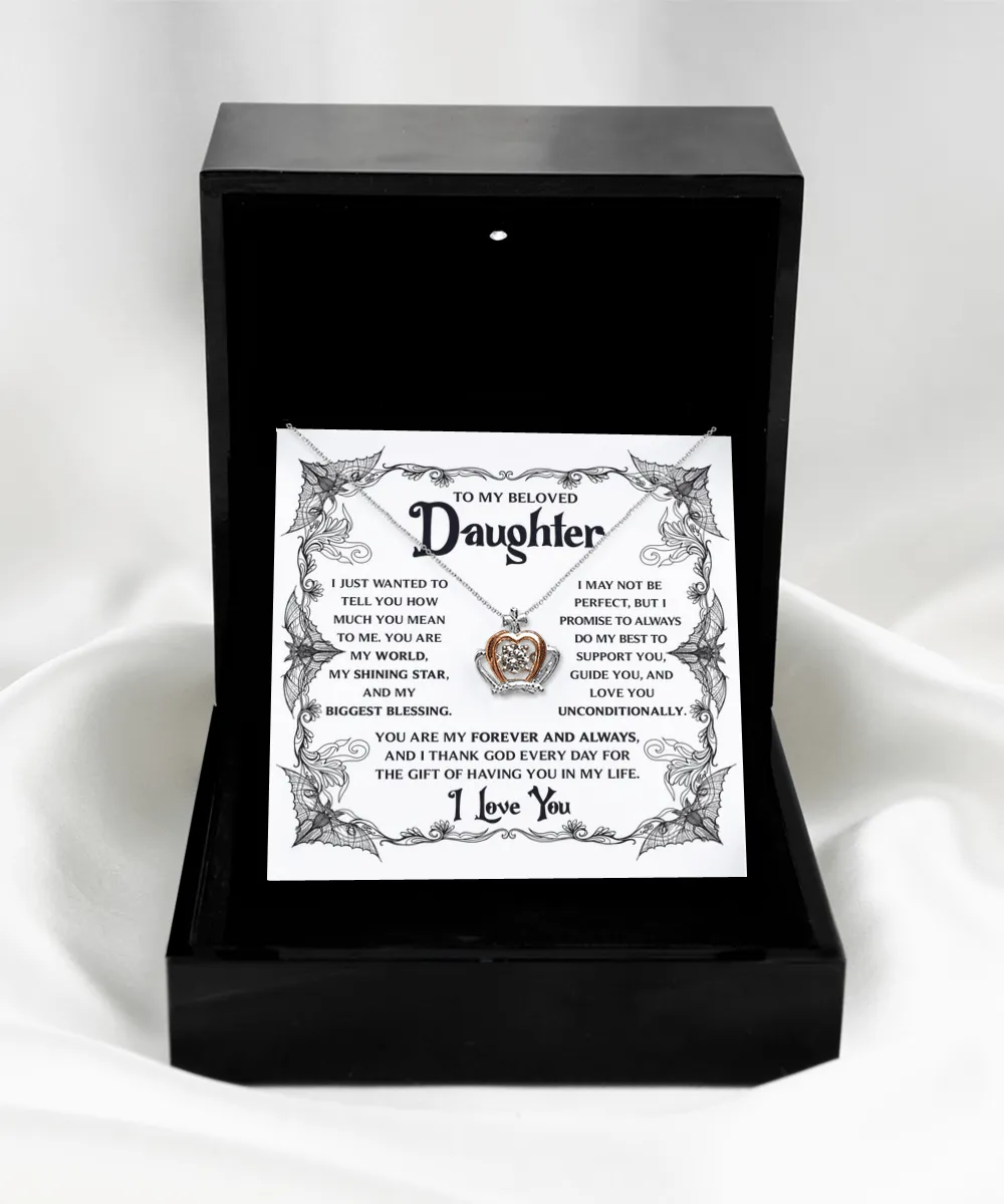 To My Beloved Daughter My Shining Star | Crown Pendant Necklace