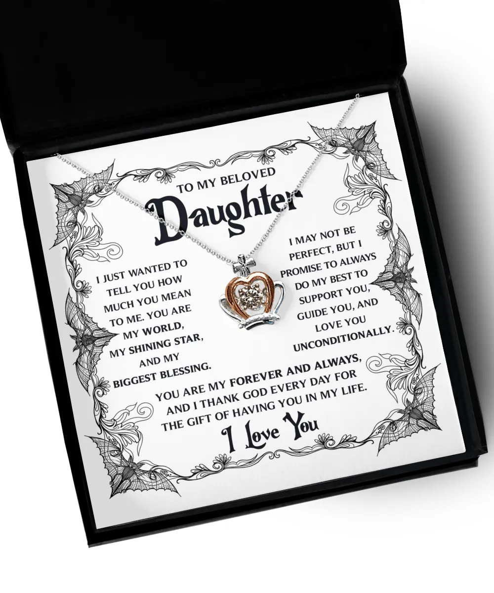 To My Beloved Daughter My Shining Star | Crown Pendant Necklace
