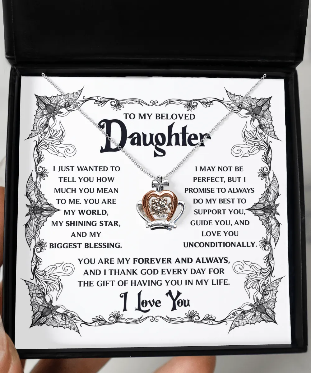To My Beloved Daughter My Shining Star | Crown Pendant Necklace