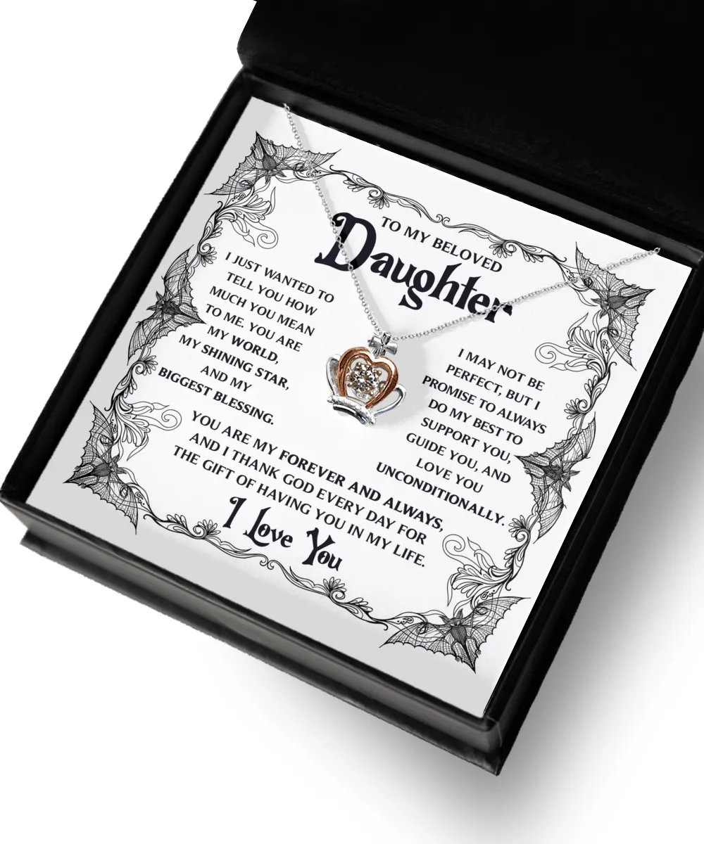 To My Beloved Daughter My Shining Star | Crown Pendant Necklace