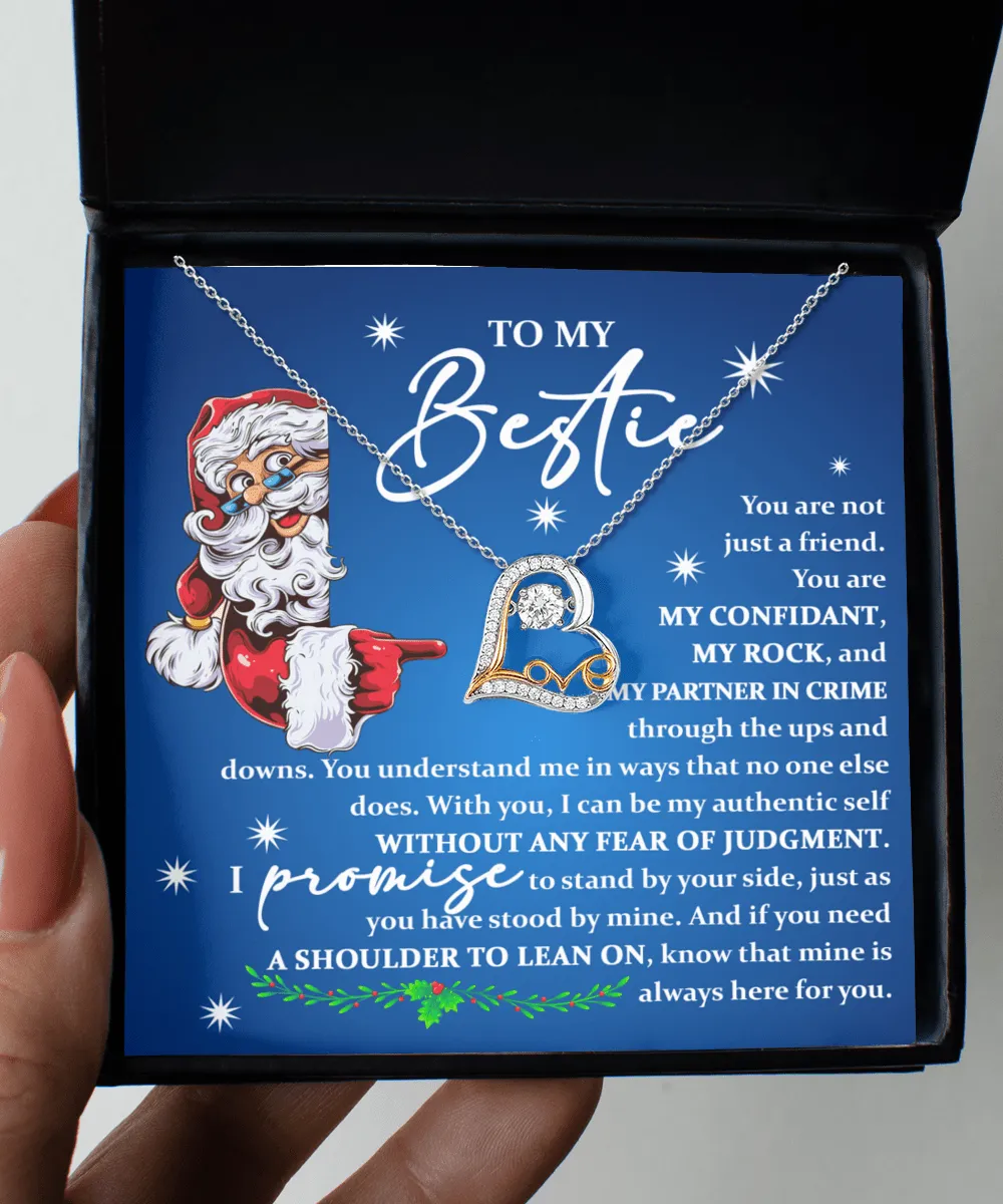 To My Bestie My Confidant My Rock Love Heart Necklace