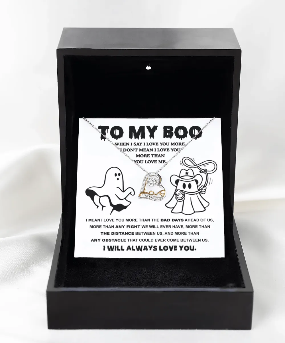 To My Boo Love You More | Heart Love Necklace