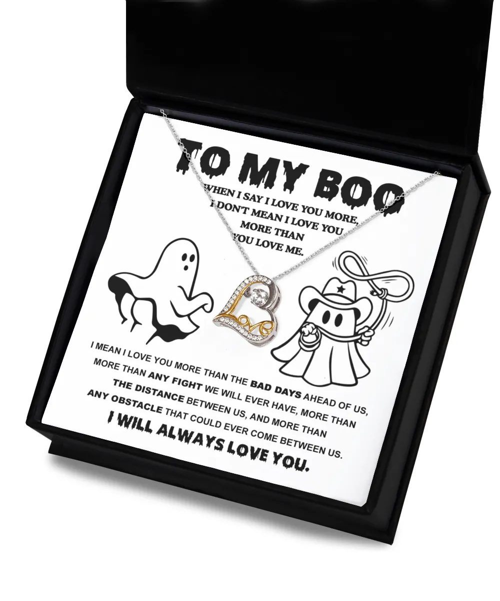 To My Boo Love You More | Heart Love Necklace