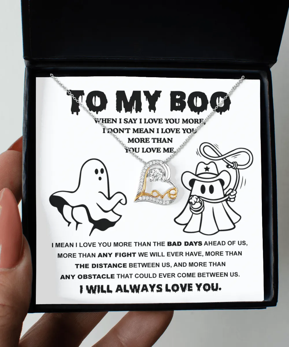 To My Boo Love You More | Heart Love Necklace
