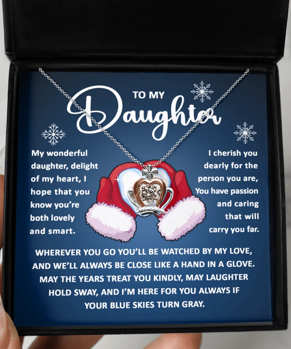 To My Daughter I Cherish You Dearly | Crown Pendant Necklace