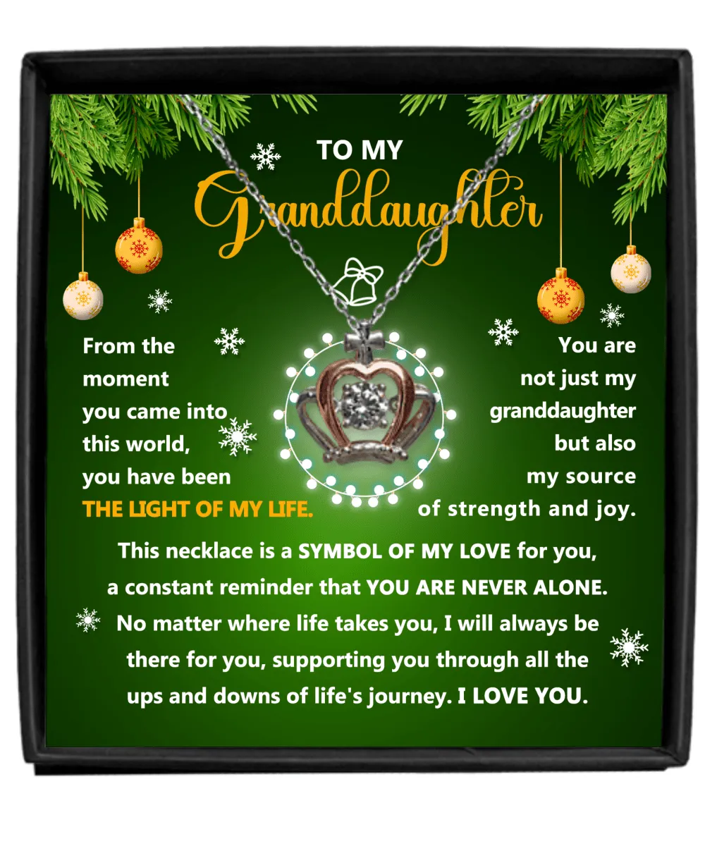 To My Granddaughter Light Of My Life Crown Pendant Necklace, Gift For Granddaughter