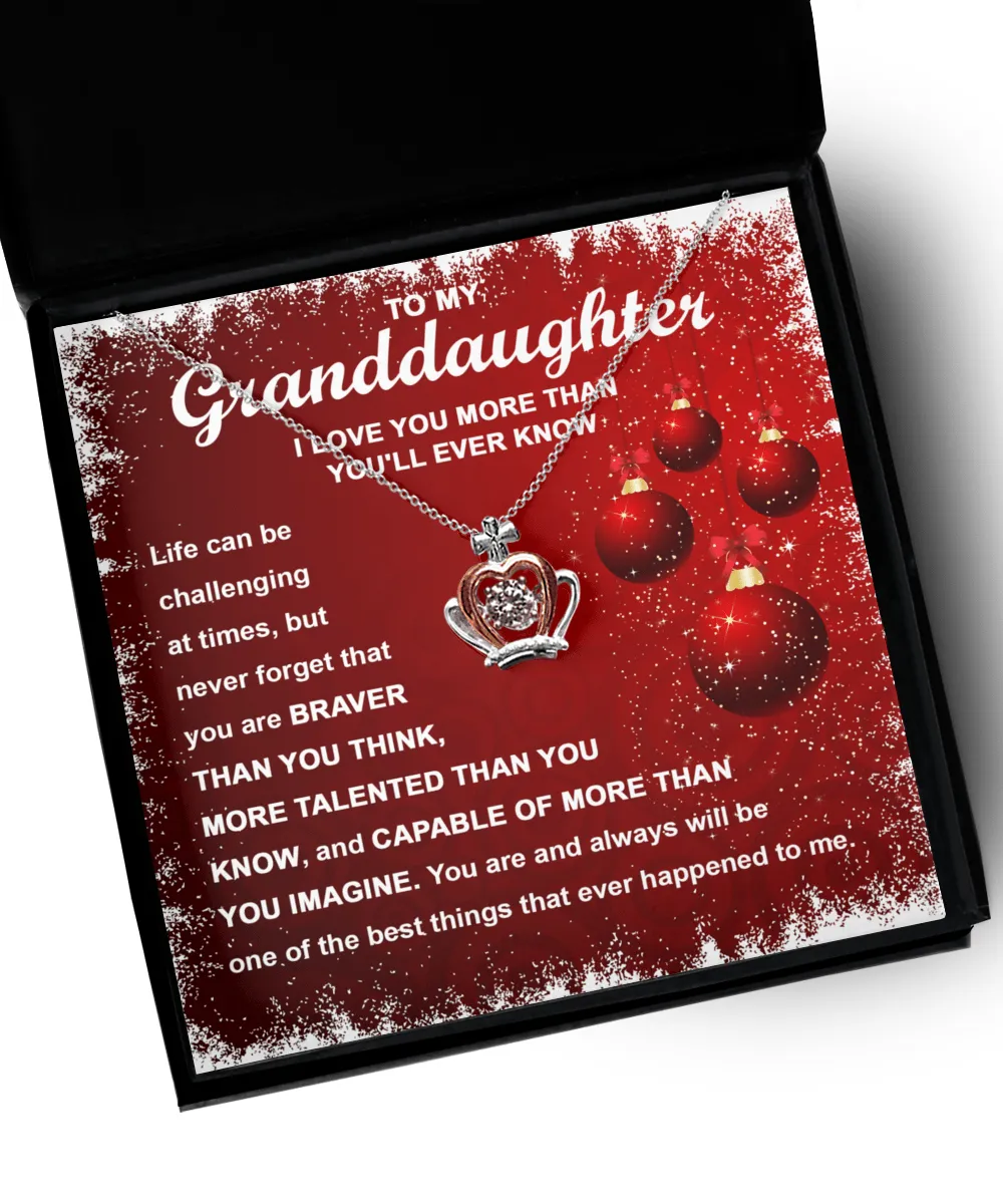 To My Granddaughter Love You More Than You'll Ever Know | Crown Pendant Necklace