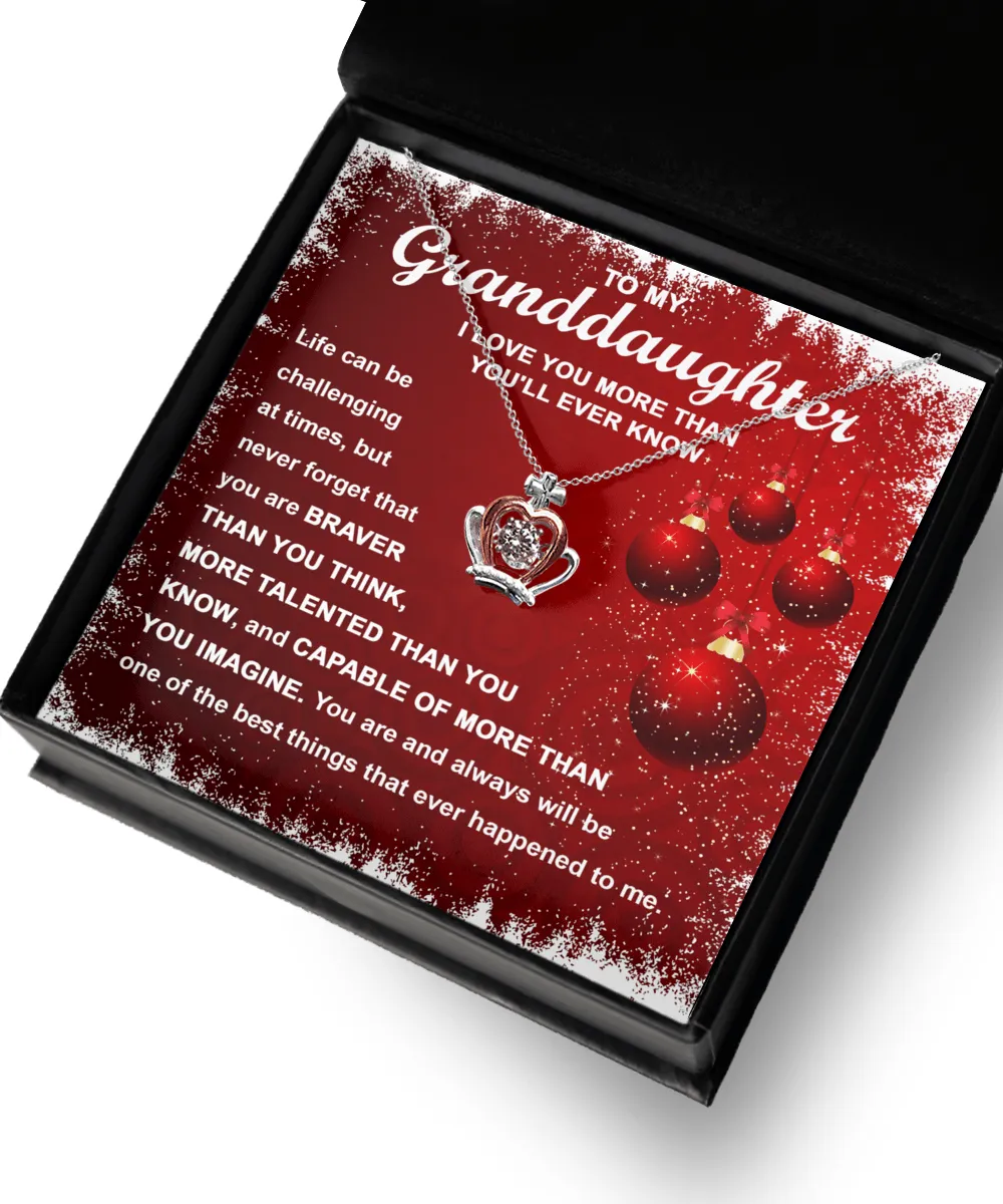 To My Granddaughter Love You More Than You'll Ever Know | Crown Pendant Necklace