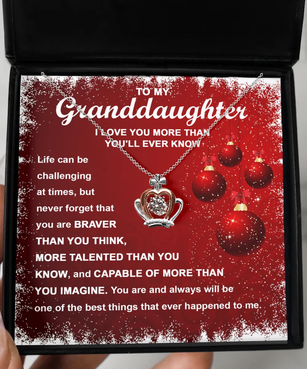 To My Granddaughter Love You More Than You'll Ever Know | Crown Pendant Necklace