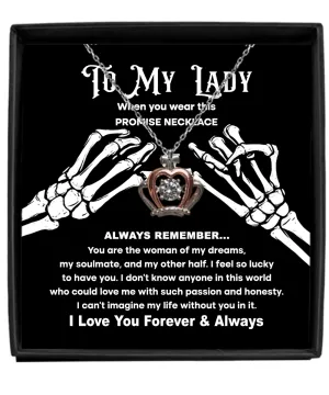 To My Lady Promise Necklace Halloween Crown Pendant Necklace