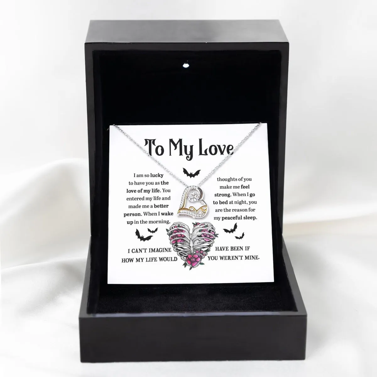 To My Love I Am So Lucky Halloween Crown Pendant Necklace