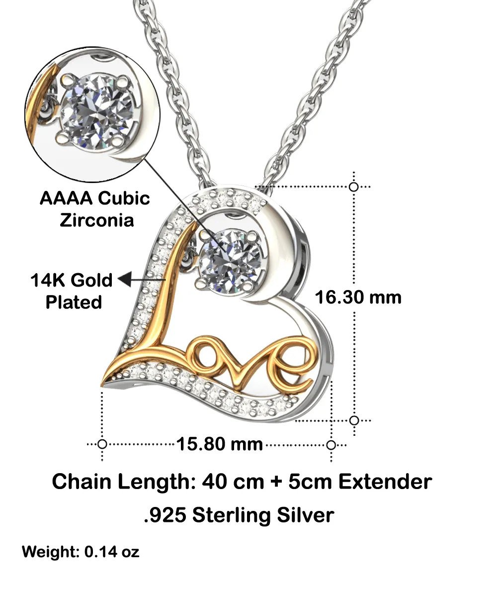To My Love, Love You To The Moon And Back Dancing Love Necklace