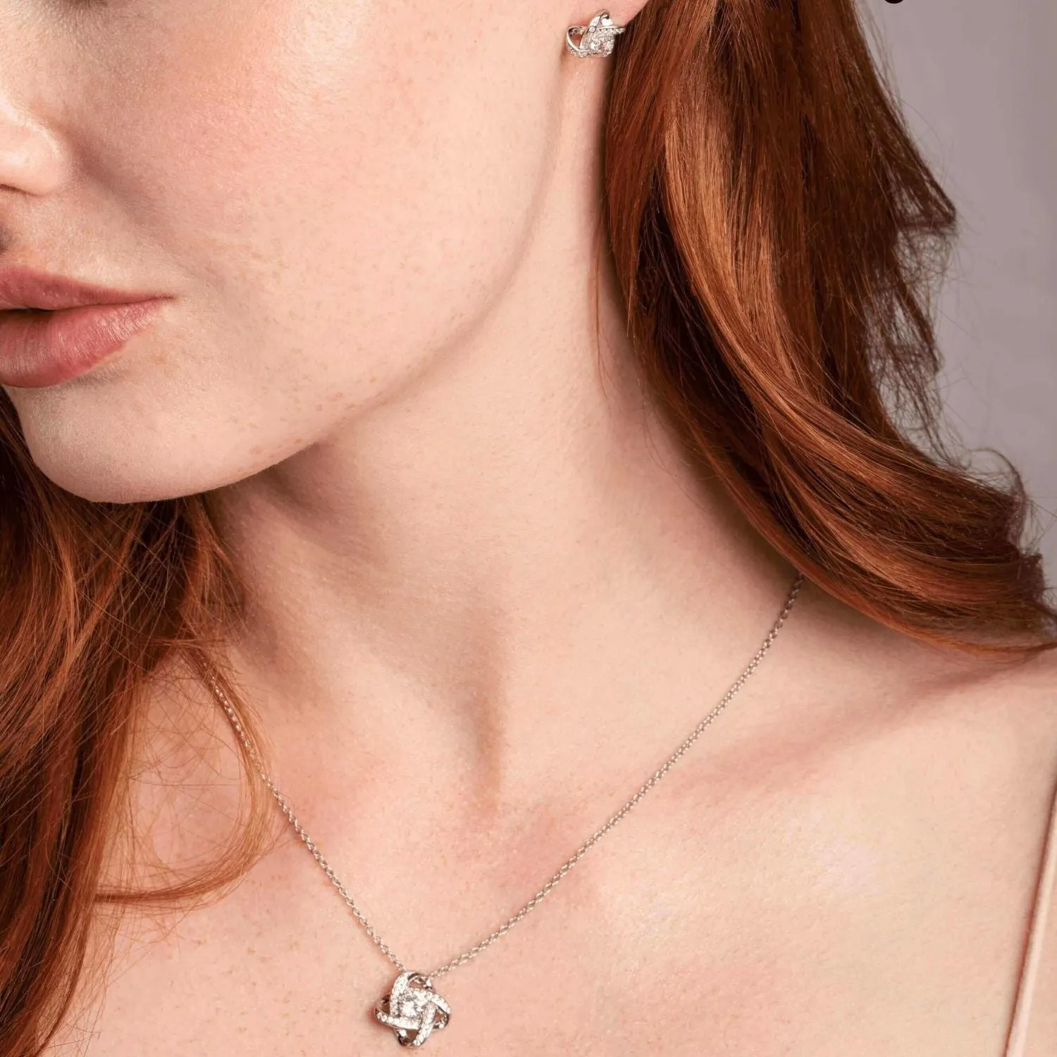 To My Soulmate 'Greatest Gift' Set Sterling Silver Knot Necklace and Earrings - ST23Set