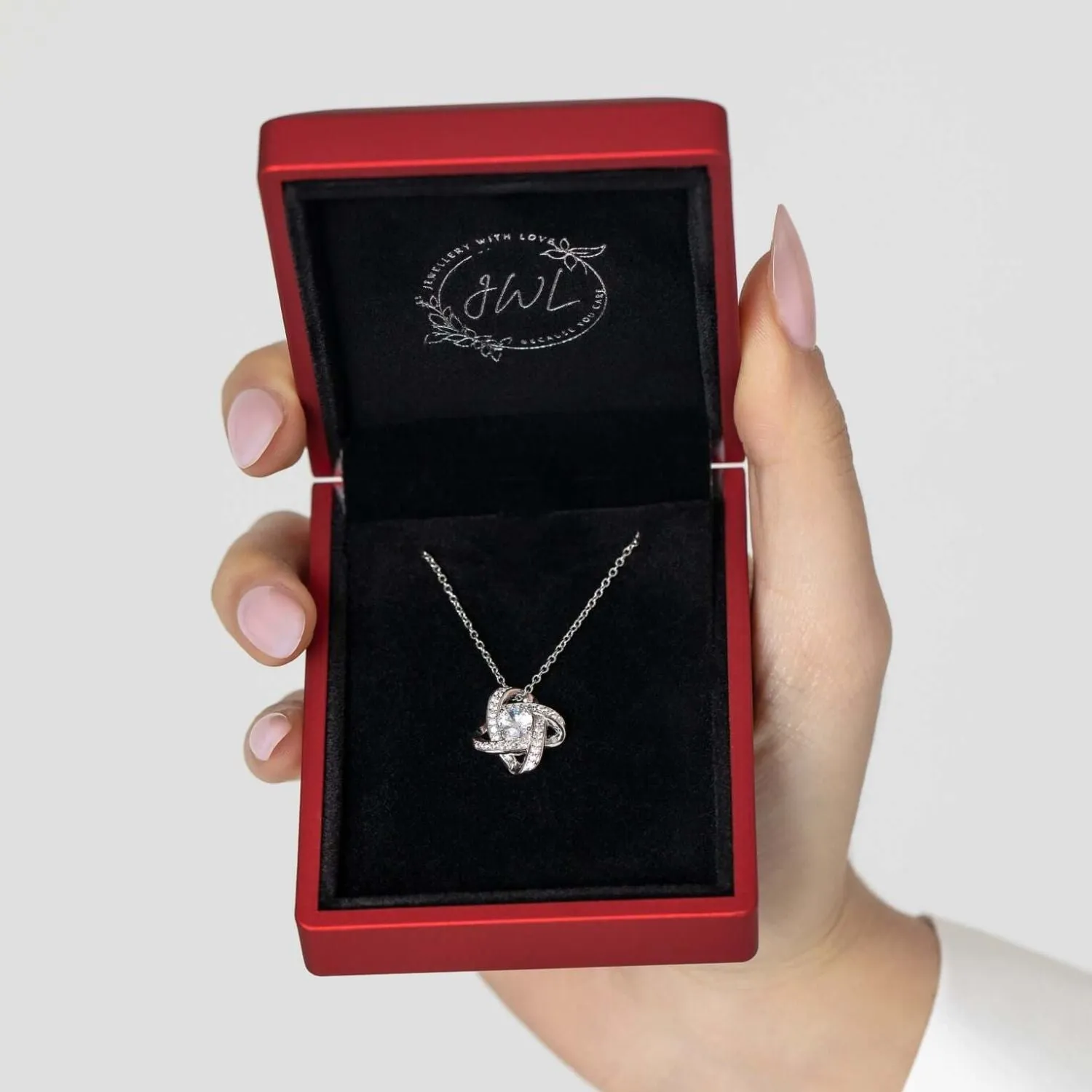 To My Soulmate 'Greatest Gift' Set Sterling Silver Knot Necklace and Earrings - ST23Set