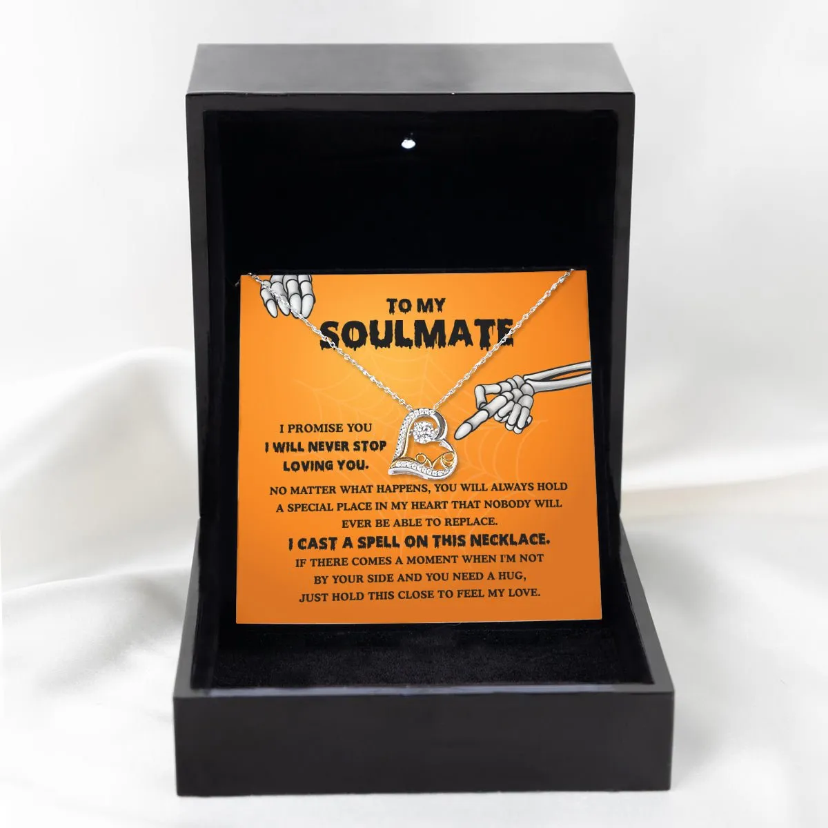 To My Soulmate I Will Never Stop Loving You Halloween Crown Pendant Necklace