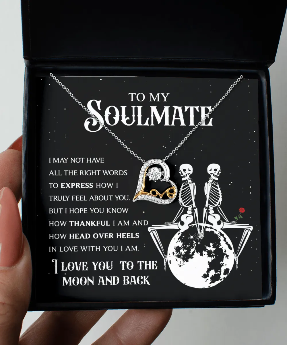 To My Soulmate To The Moon And Back | Heart Love Necklace