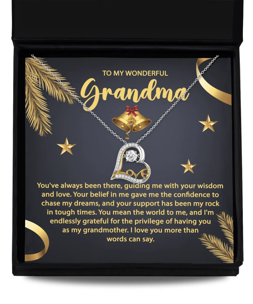 To My Wonderful Grandma You Mean The World To Me | Love Dancing Necklace
