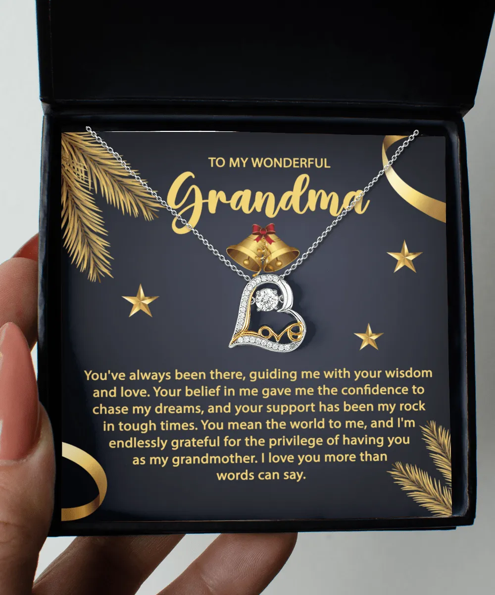 To My Wonderful Grandma You Mean The World To Me | Love Dancing Necklace