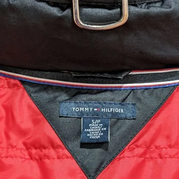 Tommy Hilfiger Black Faux Fur Hood Quilted Puffer Jacket Cinched Waist Size S