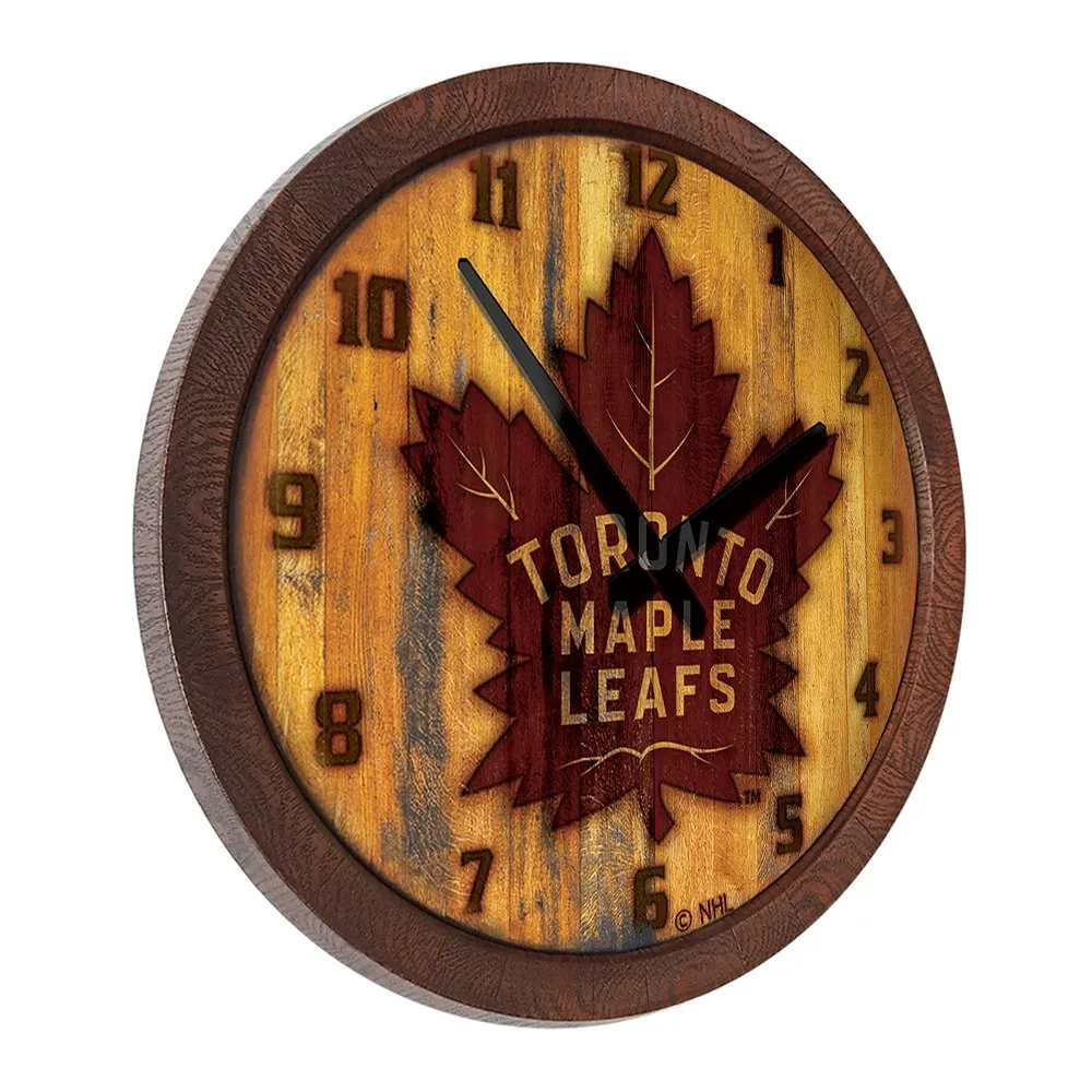 Toronto Maple Leaf: Branded "Faux" Barrel Top Wall Clock