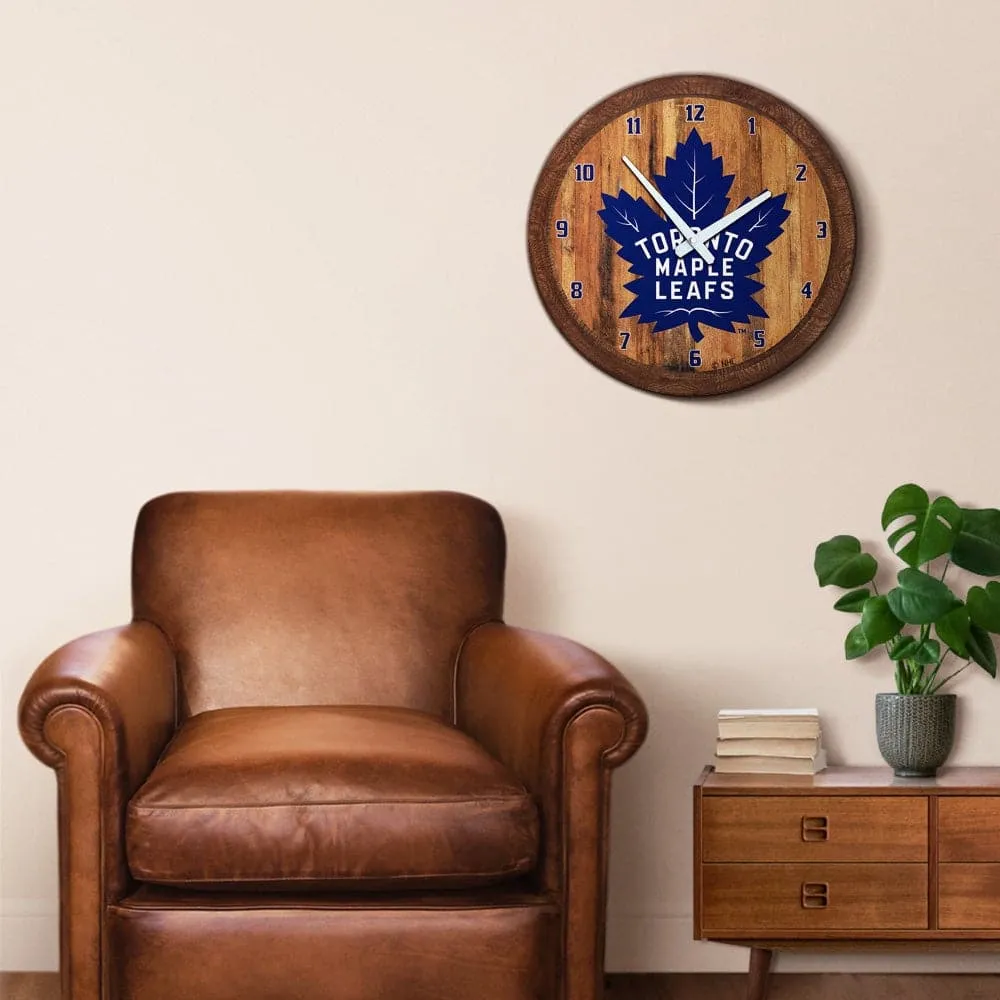 Toronto Maple Leaf: "Faux" Barrel Top Wall Clock