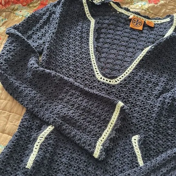 Tory Burch blue and white sweater - nautical/ summer