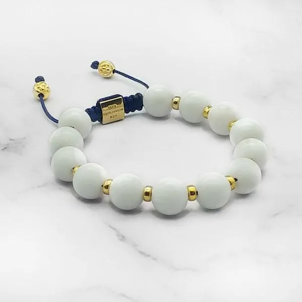 Touch of Heaven | White Jade Bracelet in Gold/Silver | 10MM