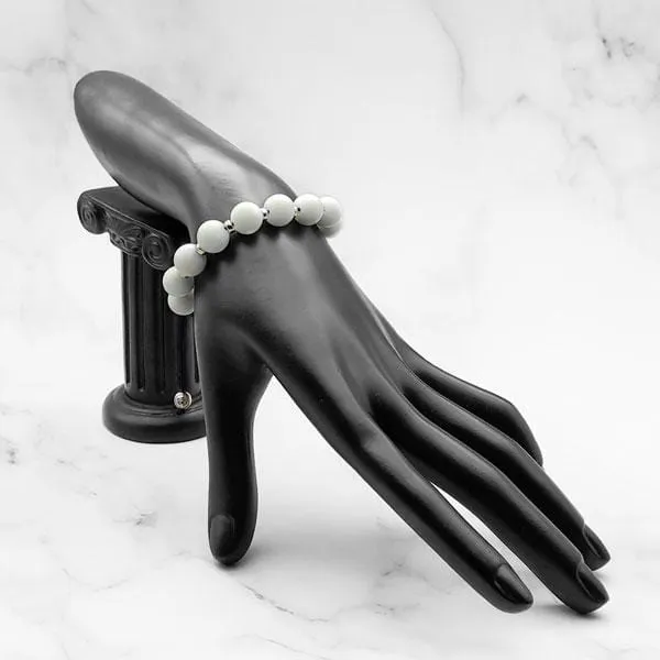 Touch of Heaven | White Jade Bracelet in Gold/Silver | 10MM