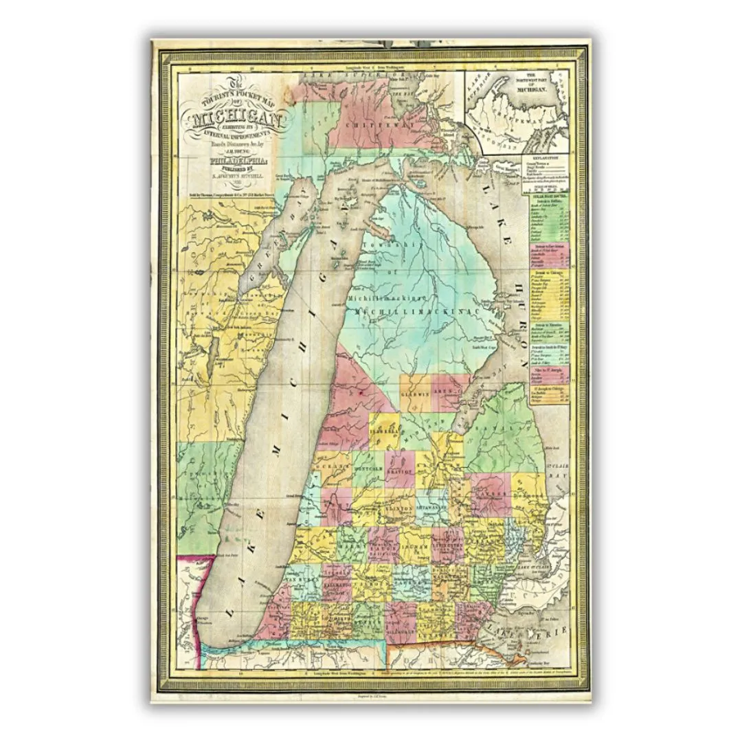 Tourist's Pocket Map of Michigan, 1839 Magnet