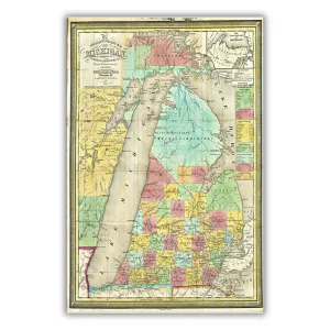 Tourist's Pocket Map of Michigan, 1839 Magnet