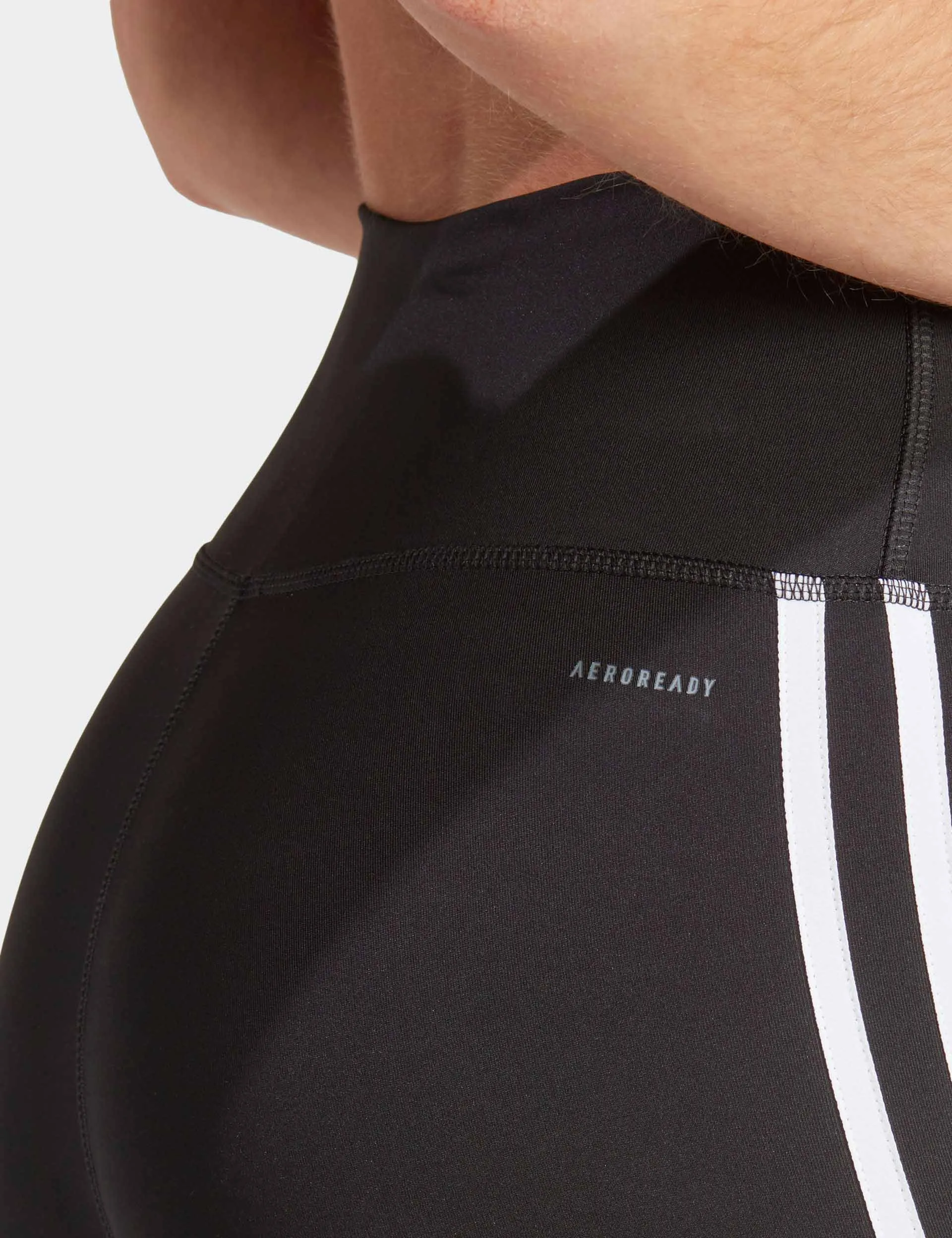 Train Essentials 3-Stripes High Waisted 7/8 Leggings - Black