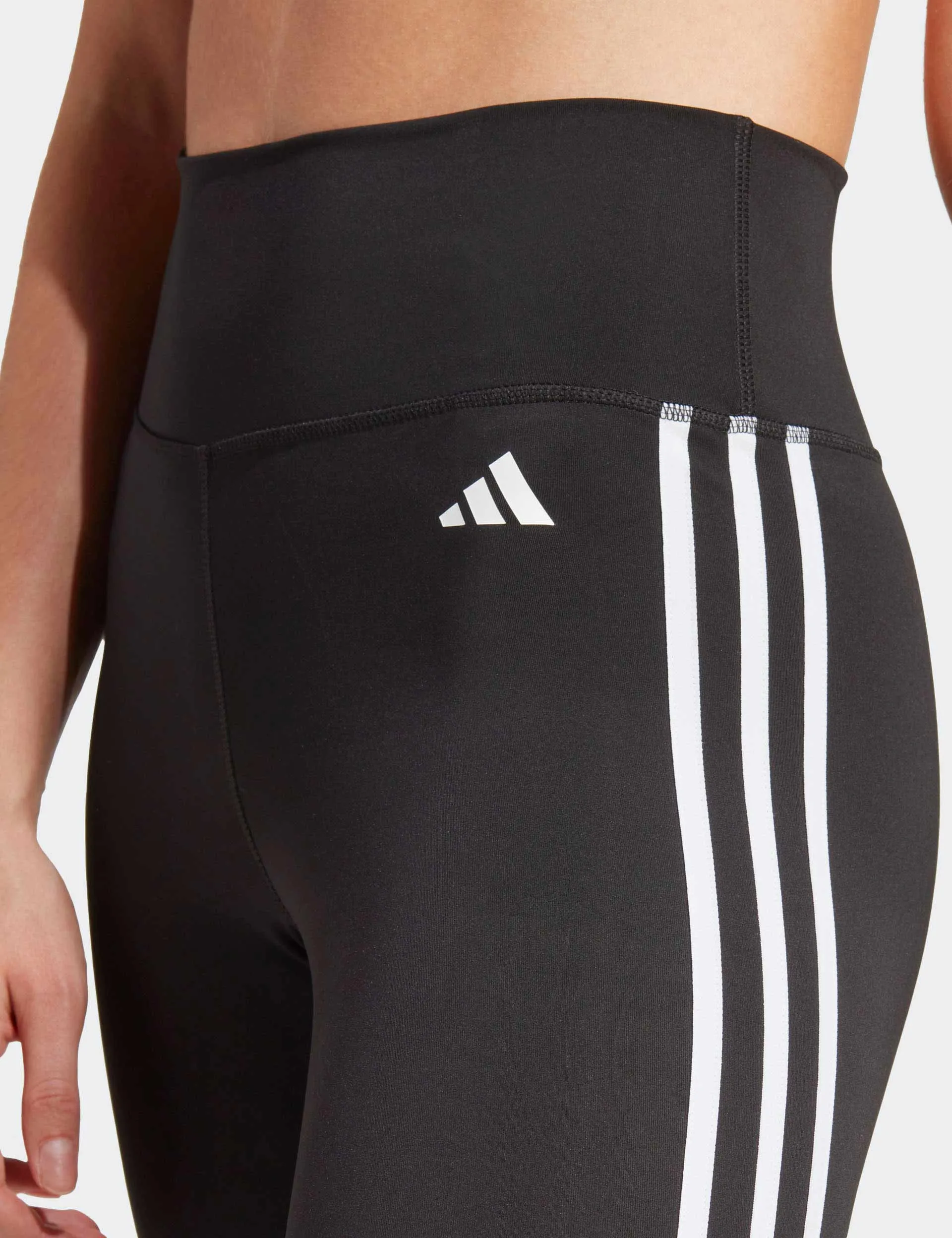 Train Essentials 3-Stripes High Waisted 7/8 Leggings - Black