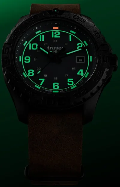 Traser P96 OdP Evolution Petrol Dial, Leather NATO Strap 109040