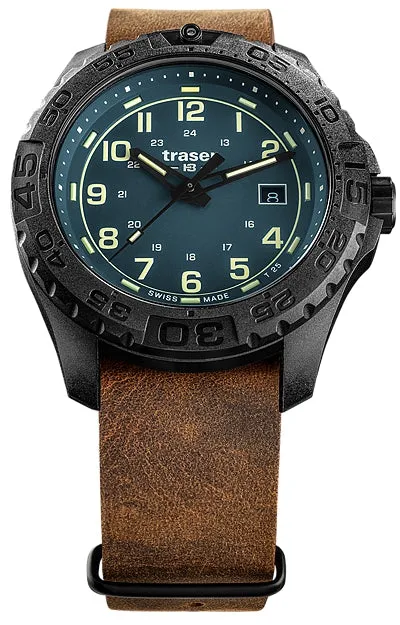 Traser P96 OdP Evolution Petrol Dial, Leather NATO Strap 109040