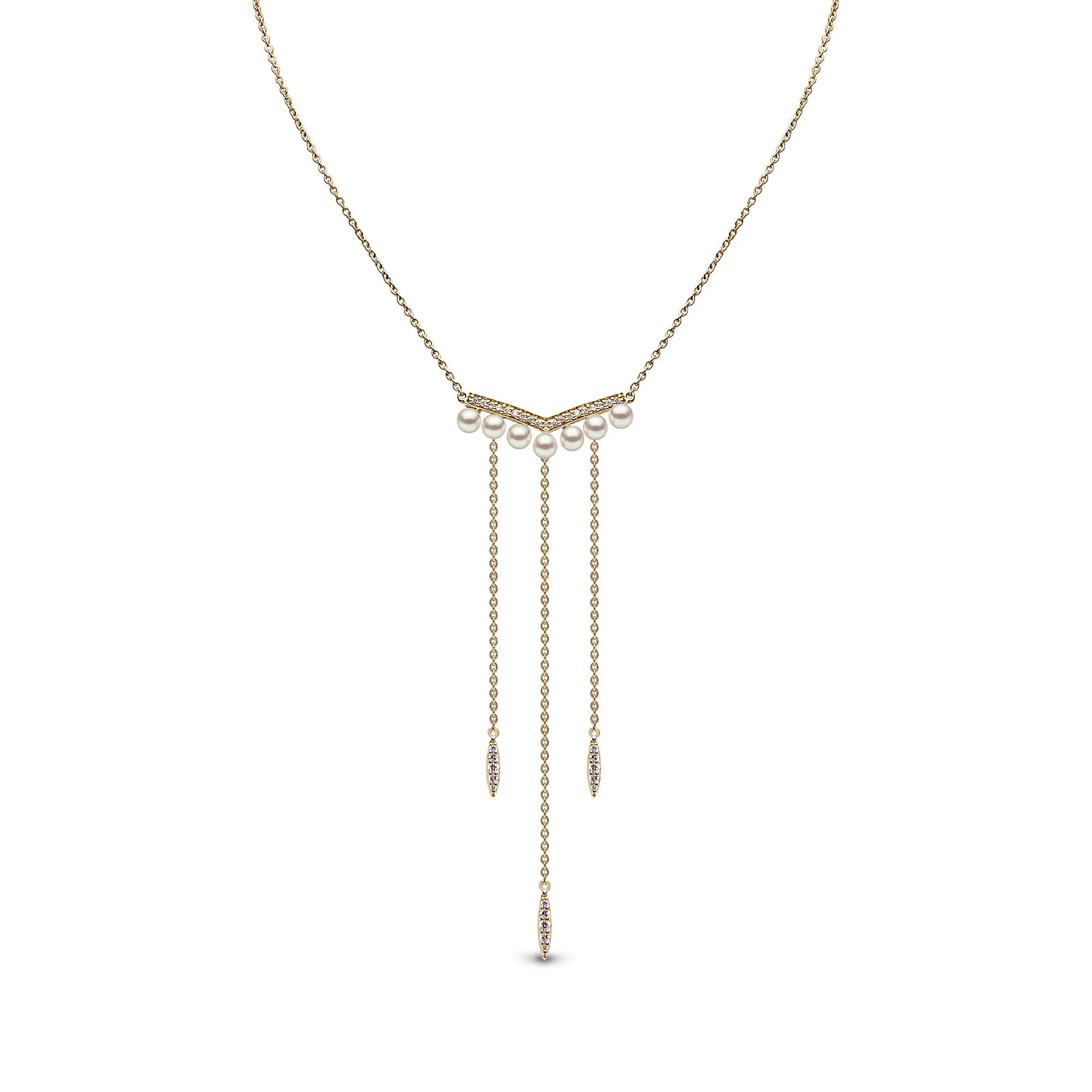 Trend Freshwater Pearl And Diamond Necklace 18ct Gold
